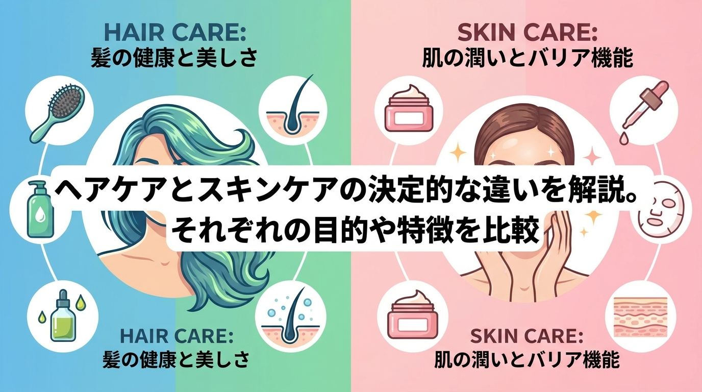 ヘアケアとスキンケアの決定的な違いを解説。それぞれの目的や特徴を比較